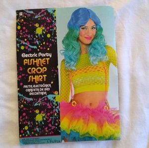 Costume USA Fishnet Crop Top Summer Casual Party Rave Clubbing Neon Green OS